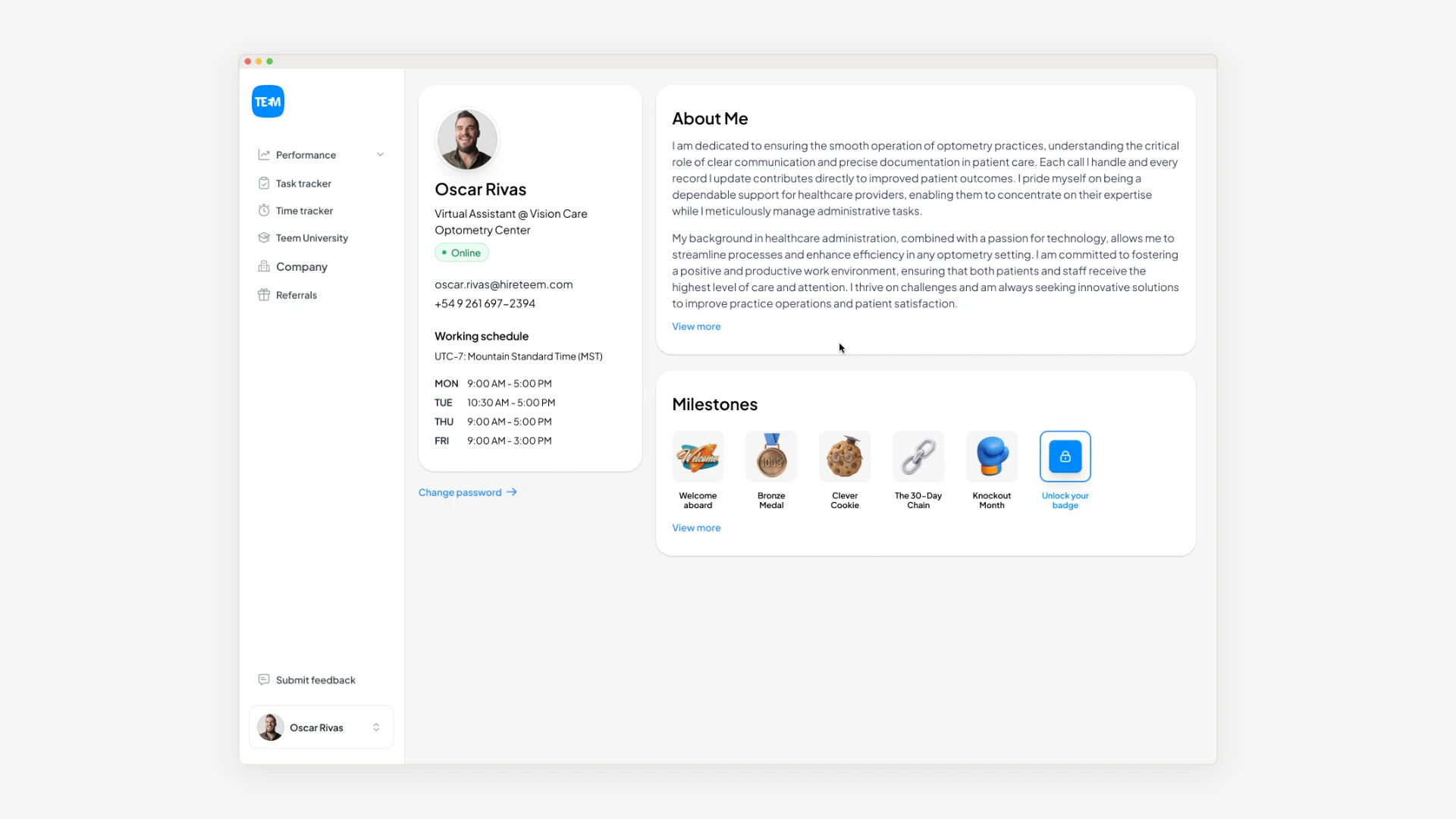 Team member profile